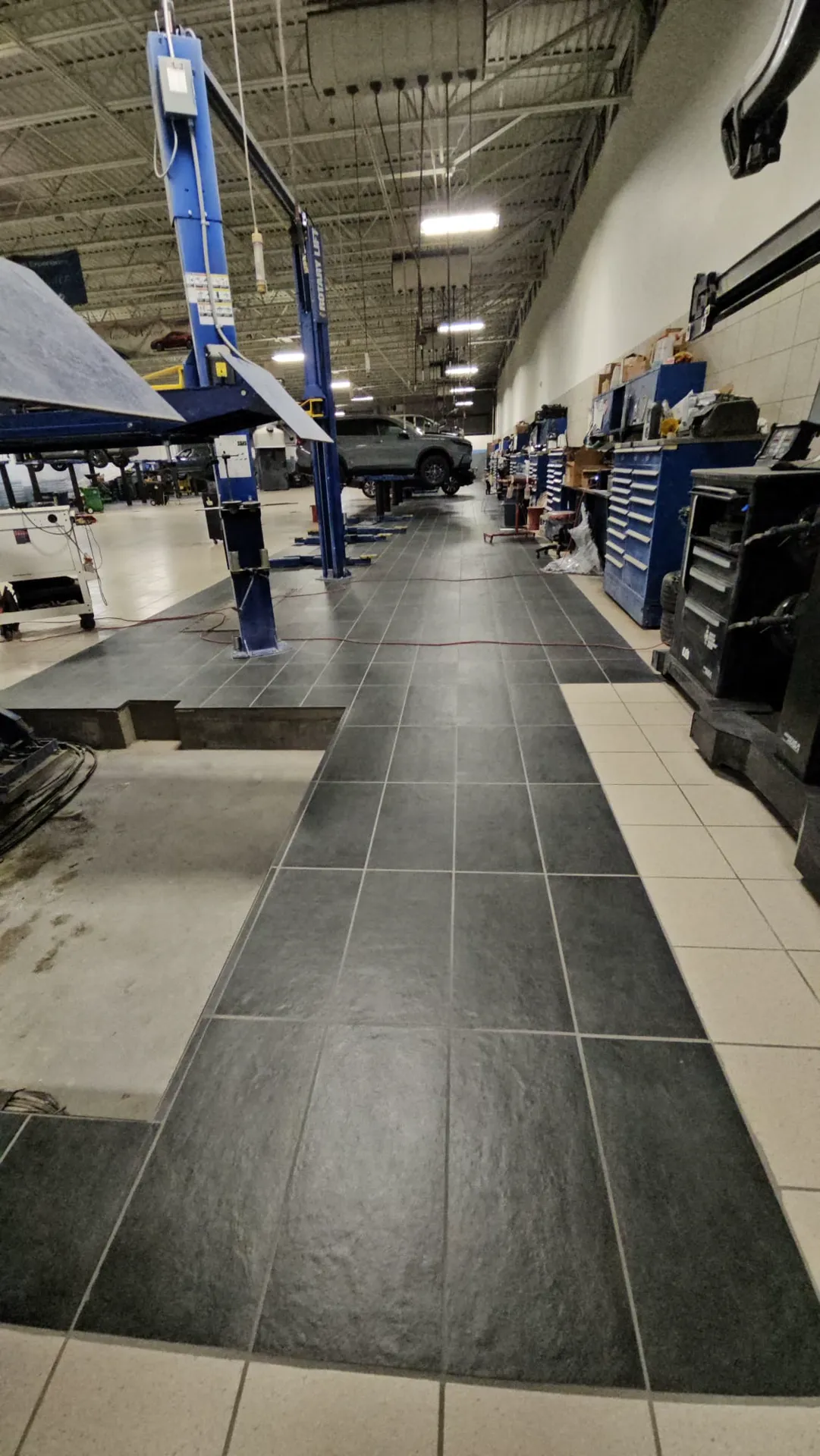 Auto dealership tile flooring